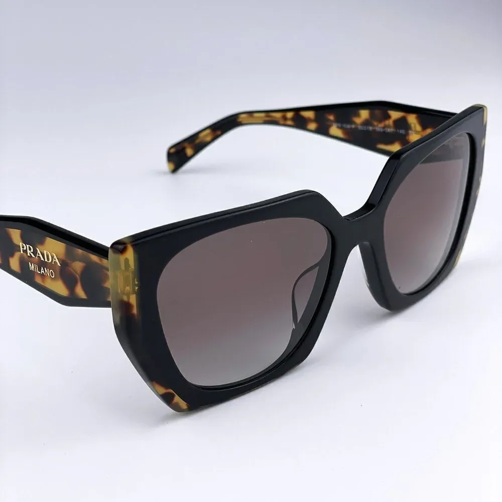 NEW Prada PR15WS 3890A7 Black Tortoise Gray Gradient Square Women Sunglasses